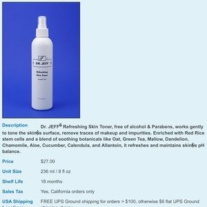 Dr. Jeff Refreshing Skin Toner - Alcohol Free